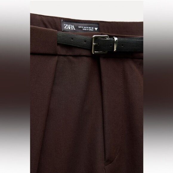 ZARA PLEATED PANTS WITH BELT - Picture 8 of 8